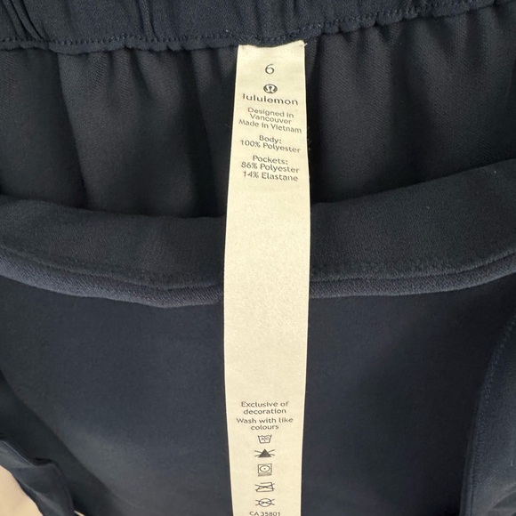 Lululemon 6 Noir Pant True Navy Women's Pockets Tie Front Travel - Picture 5 of 6